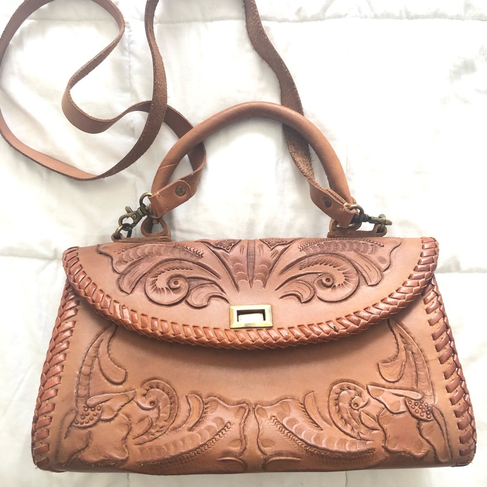 Urban Outfitters Kimchi Blue 100% leather hand tooled handbag.